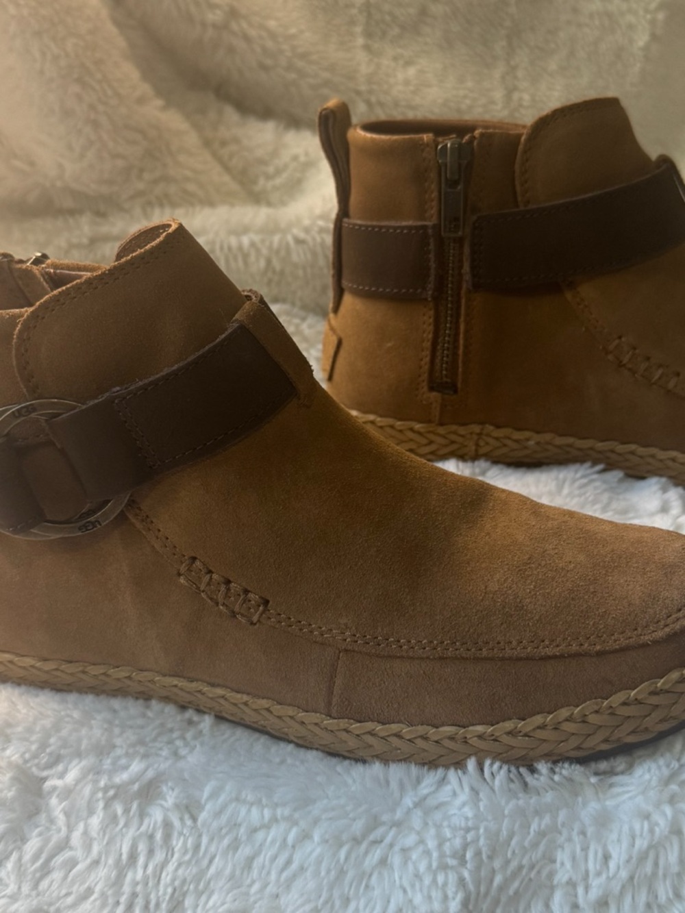 UGG Sloane Harness Suede Ankle Booties.